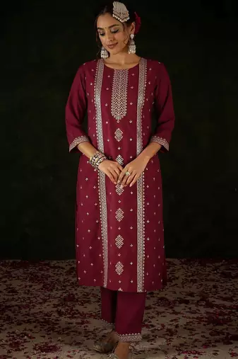 Women Ethnic Motifs Regular Kurta with Trousers & With Dupatta