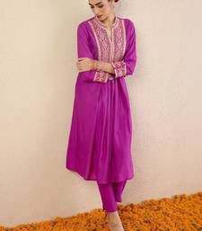 Women Ethnic Motifs Embroidered Panelled Thread Work Kurta with Trousers