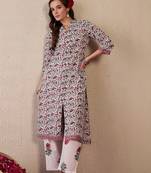 Women Floral Printed Regular Pure Cotton Kurta With Trousers