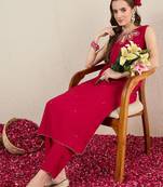 Women Ethnic Motifs Embroidered Regular Thread Work Kurta with Trousers