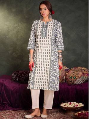Women Ethnic Motifs Printed Regular Pure Cotton Kurta with Trousers & With Dupatta 2