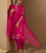 Women Floral Embroidered Regular Thread Work Kurta with Trousers & With Dupatta