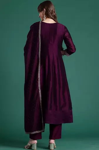 Women Ethnic Motifs Embroidered Panelled Thread Work Kurta with Trousers & With Dupatta