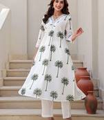 Women Ethnic Motifs Printed Regular Thread Work Pure Cotton Kurta with Trousers