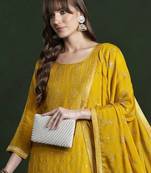 Women Ethnic Motifs Regular Thread Work Kurta with Trousers & With Dupatta