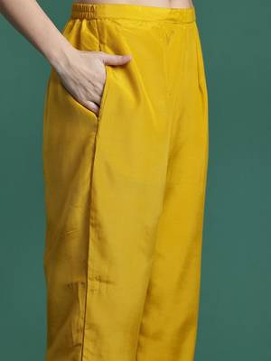 Women Ethnic Motifs Regular Thread Work Kurta with Trousers & With Dupatta 3