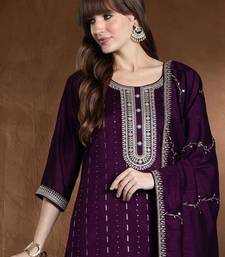 Women Ethnic Motifs Embroidered Regular Sequinned Kurta with Trousers & With Dupatta