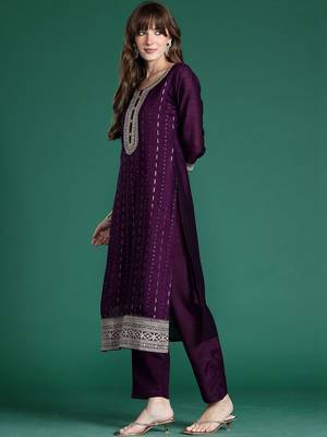 Women Ethnic Motifs Embroidered Regular Sequinned Kurta with Trousers & With Dupatta 3