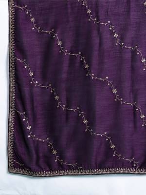 Women Ethnic Motifs Embroidered Regular Sequinned Kurta with Trousers & With Dupatta 4