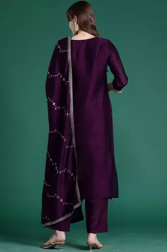 Women Ethnic Motifs Embroidered Regular Sequinned Kurta with Trousers & With Dupatta