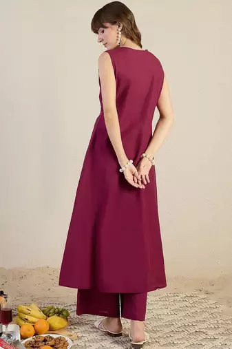 Women Ethnic Motifs Embroidered Regular Thread Work Pure Cotton Kurta with Trousers