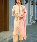 Women Floral Embroidered Regular Thread Work Kurta with Palazzos & With Dupatta