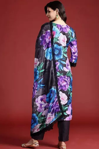 Women Floral Printed Regular Kurta with Trousers & With Dupatta