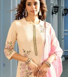 Women Floral Embroidered Regular Thread Work Kurta with Palazzos & With Dupatta