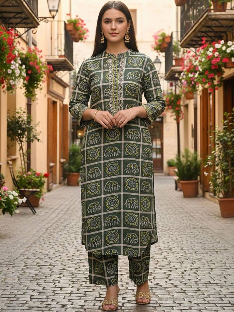 Women Ethnic Motifs Printed Regular Pure Cotton Kurta with Trousers