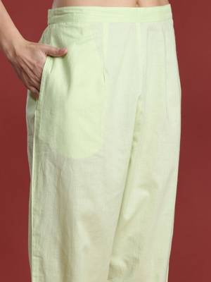 Women Floral Embroidered Empire Thread Work Pure Cotton Kurta with Trousers & With Dupatta 5