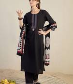 Women Ethnic Motifs Embroidered Regular Thread Work Pure Cotton Kurta with Trousers & With Dupatta