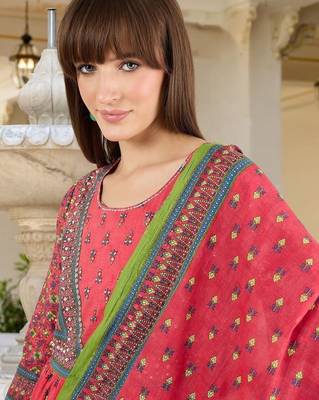 Women Ethnic Motifs Printed Panelled Pure Cotton Kurta with Trousers & With Dupatta 2