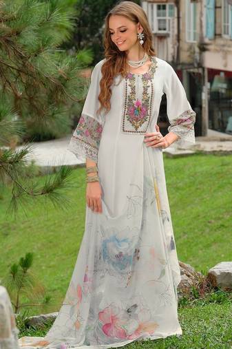 Women Floral Embroidered Regular Thread Work Liva Kurta with Trousers & With Dupatta