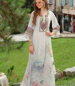 Women Floral Embroidered Regular Thread Work Liva Kurta with Trousers & With Dupatta