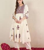 Women Ethnic Motifs Embroidered Empire Thread Work Kurta with Trousers & With Dupatta