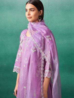 Women Ethnic Motifs Embroidered Regular Thread Work Kurta with Trousers & With Dupatta 2