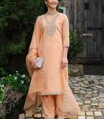 Women Ethnic Motifs Embroidered Regular Thread Work Kurta with Trousers & With Dupatta