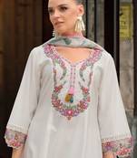 Women Floral Embroidered Regular Thread Work Kurta with Trousers & With Dupatta