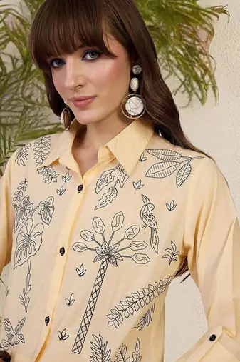 Women Ethnic Motifs Embroidered Regular Thread Work Pure Cotton Kurta with Trousers
