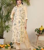Women Ethnic Motifs Embroidered Regular Thread Work Pure Cotton Kurta with Trousers