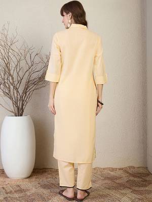 Women Ethnic Motifs Embroidered Regular Thread Work Pure Cotton Kurta with Trousers 4