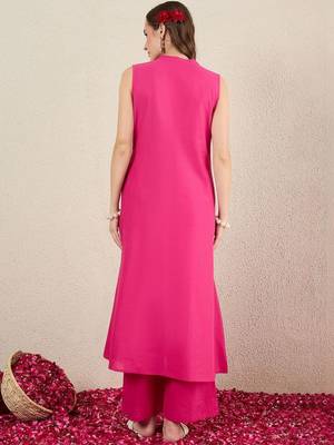 Women Ethnic Motifs Embroidered Regular Thread Work Pure Cotton Kurta with Palazzos 5