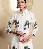 Women Floral Embroidered Regular Thread Work Pure Cotton Kurta with Palazzos