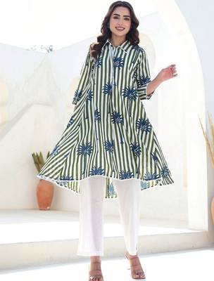 Women Printed Regular Pure Cotton Kurta with Trousers 2