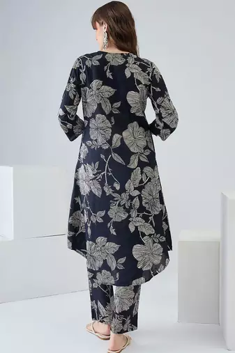 Women Floral Printed Regular Pure Cotton Kurta with Trousers
