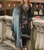 Women Floral Embroidered Thread Work Pure Silk Kurta with Trousers & With Dupatta