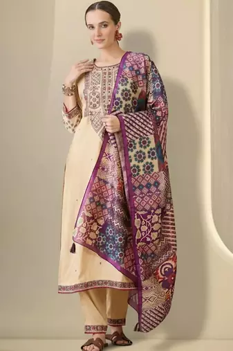 Women Ethnic Motifs Embroidered Regular Thread Work Kurta with Trousers & With Dupatta