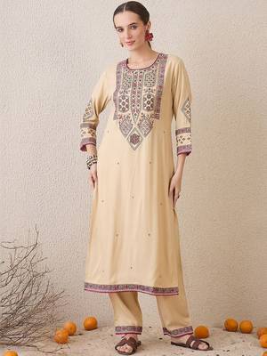 Women Ethnic Motifs Embroidered Regular Thread Work Kurta with Trousers & With Dupatta 4