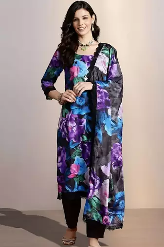 Women Floral Printed Regular Kurta with Trousers & With Dupatta