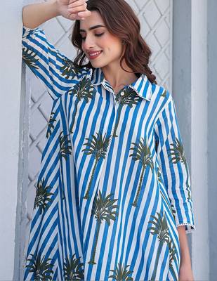 Women Printed Regular Pure Cotton Kurta with Trousers 3