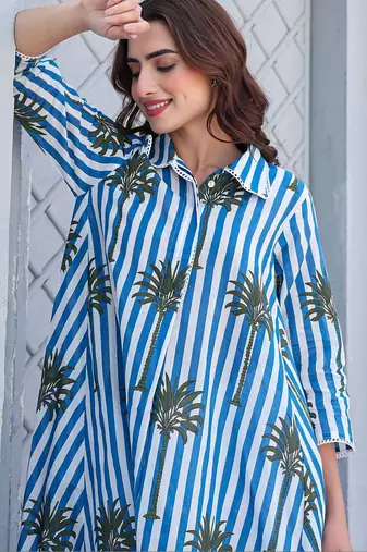 Women Printed Regular Pure Cotton Kurta with Trousers