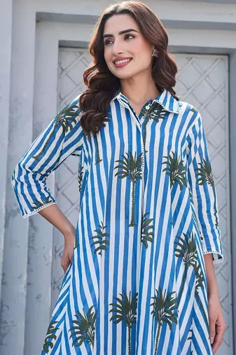 Women Printed Regular Pure Cotton Kurta with Trousers