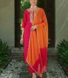 Women Ethnic Motifs Embroidered Regular Thread Work Kurta with Trousers & With Dupatta