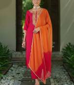 Women Ethnic Motifs Embroidered Regular Thread Work Kurta with Trousers & With Dupatta
