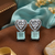 Rhodium Finish Heart Halo Mint Earrings