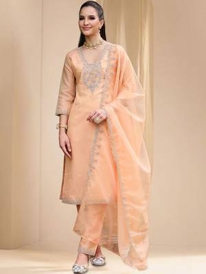 Women Ethnic Motifs Embroidered Regular Thread Work Kurta with Trousers & With Dupatta 1