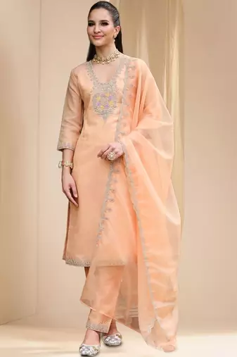 Women Ethnic Motifs Embroidered Regular Thread Work Kurta with Trousers & With Dupatta
