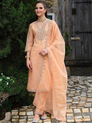 Women Ethnic Motifs Embroidered Regular Thread Work Kurta with Trousers & With Dupatta 4