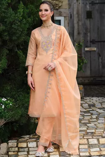 Women Ethnic Motifs Embroidered Regular Thread Work Kurta with Trousers & With Dupatta