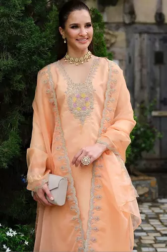 Women Ethnic Motifs Embroidered Regular Thread Work Kurta with Trousers & With Dupatta